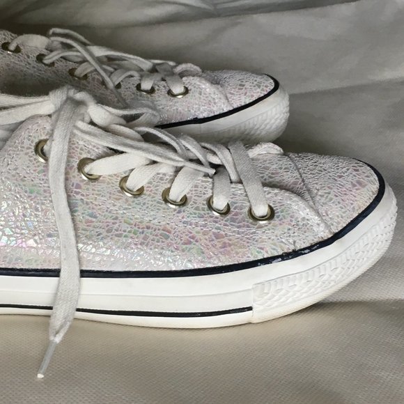 white iridescent converse